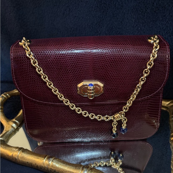 1960 Vintage Gucci Burgundy Lizard Handbag. - Picture 1 of 14